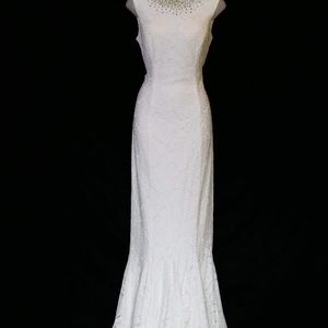 Beautiful white lace designer pageant gown